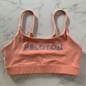 Peloton Peachy Pink Logo Strappy Activewear Yoga Pilates Sports Bra | Medium